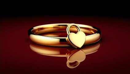 Golden Ring with Heart Lock Charm