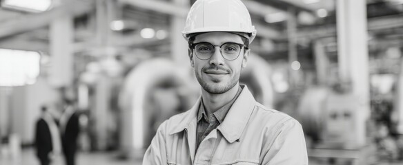 The Industrial Engineer Standing Confidently in a Modern Manufacturing Plant