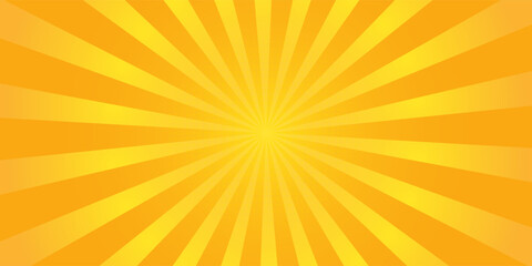 Obraz premium Orange sun ray background. Shine summer sunburst in retro design. Template for poster or banner.