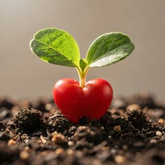 Heart Shaped Seedling Growing in Soil