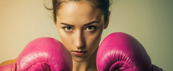 The Boxer Woman With Pink Gloves Focused Face Intense Gaze Close-up Portrait