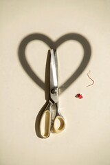 Sharp Scissors with Heart Shape Shadow