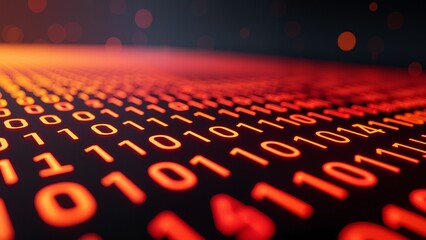 Binary code glowing numbers