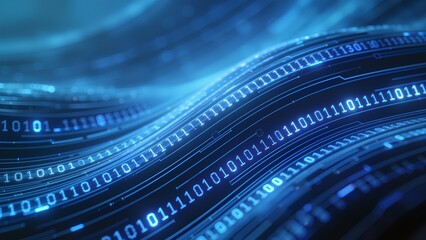 Binary code streams in blue