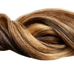 Fototapeta premium Close up of braided brown and blonde human hair strands