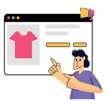 Illustration of woman interacting with e-commerce website