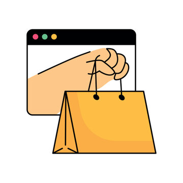 Illustration of hand grasping shopping bag handles