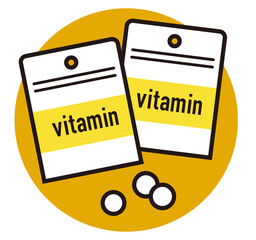 サプリメントのアイコン。ビタミンの錠剤。Vitamin tablets.