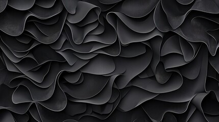 A 3D rendering of a complex, abstract pattern composed entirely of black lines and curves.