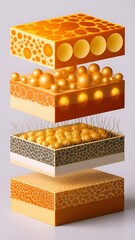 Layered Visualization of Honeycomb Structures and Honey Compositions