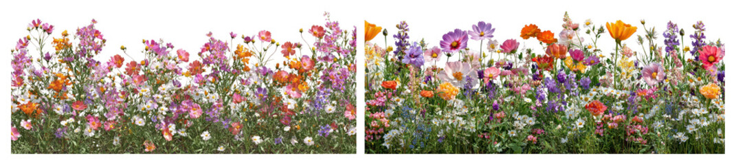 Obraz premium PNG Vibrant wildflower meadow scene on transparent background