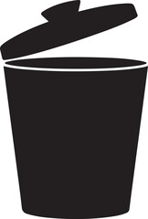 Black trash bin with lid open waste container