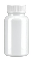 White plastic bottle with cap, isolated on white background