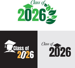 Fototapeta premium Class of 2026 Graduation Design with Cap Vector