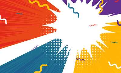 Abstract grunge vector background with dynamic silhouettes and colorful design elements