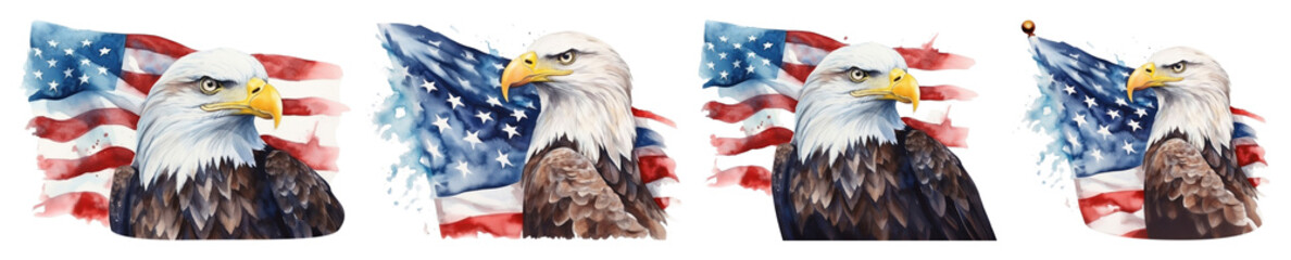 Obraz premium PNG Eagle with American flag on transparent background