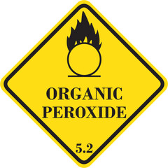 Organic Peroxide Warning Sign with Flames flat design vector illustration