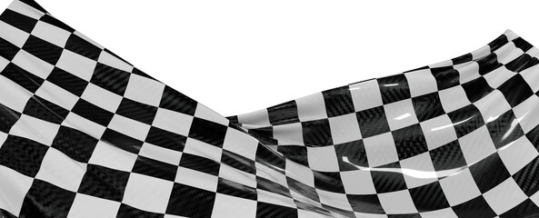 Obraz premium Dynamic image of a checkered racing flag waving gracefully. Symbol of competition, achievement, and the thrill of the ra