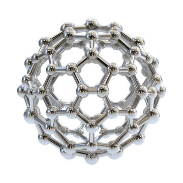 Three dimensional fullerene c60 molecule structure scientific model