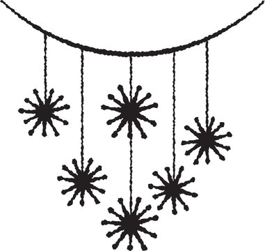 Decorative hanging star garland vector illustration with hand-drawn texture