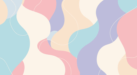 Naklejka premium Abstract pastel color wavy pattern with soft flowing shapes.