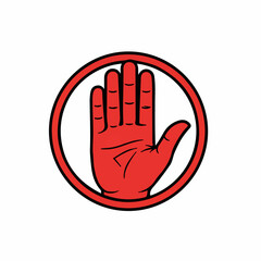 Obraz premium Red stop hand sign in a circle, symbolizing prohibition or warning.