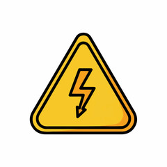 Yellow triangular warning sign with a black lightning bolt, symbolizing dange...