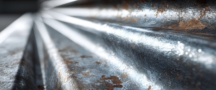Corrugated aluminum sheet metal facade's texture details
