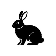 Obraz premium Professional black rabbit silhouette isolated on white. Ideal for Easter designs, minimalist logos, wildlife icons, and nature-themed graphics.
