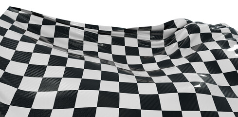 Obraz premium Black and white checkered flag waving in the wind. Representing concepts of speed, finish line, or competition, great fo