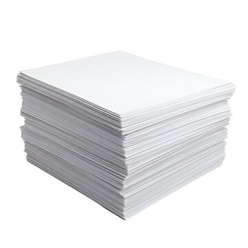 A stack of blank white paper cards on a white background