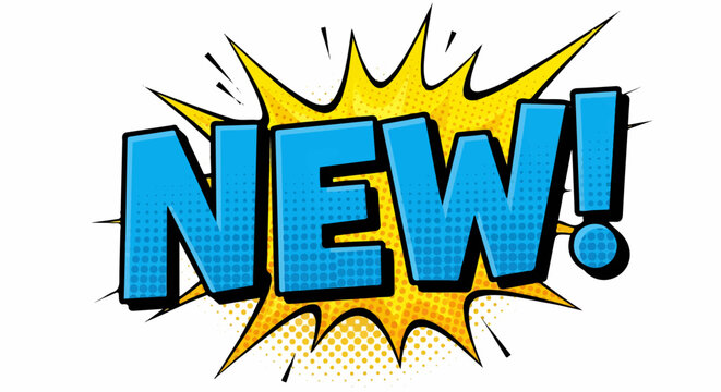 NEW! comic pop art explosion. Vibrant vector for announcements & promotions.