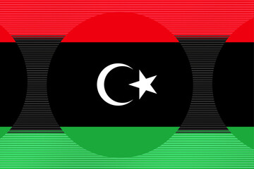 Vibrant Libyan National Flag Rendered with Unique Textured Horizontal Line Pattern, Showcasing Red,...