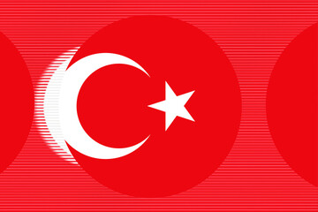 Obraz premium Abstract Turkish Flag Design with Geometric Circles and Horizontally Striped Red Background Representing National Symbolism
