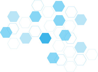 Blue Geometric Hexagon Cluster Background Technology Style Shape for Innovation and Science Illustration