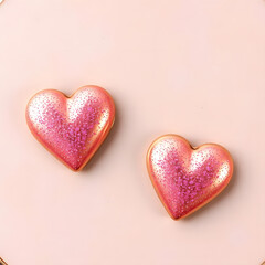 Obraz premium 3d shimmering pink metallic hearts soft pastel romantic background valentines day card