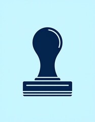 Dark blue stamp icon set on a light blue background, featuring a simple and modern aesthetic