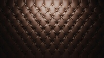 Obraz premium Luxurious brown tufted leather background, upholstered texture, elegant decorative pattern, vintage stylish furniture material