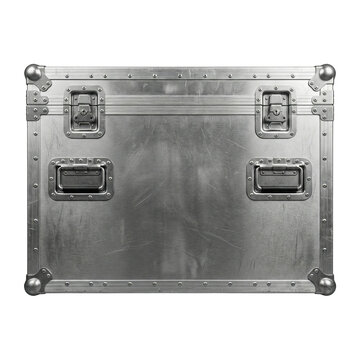 Heavy duty metal flight case on transparent background