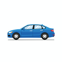 Fototapeta premium Blue Sedan Car Vector Illustration