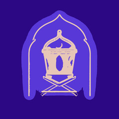 illustration of a lantern and a moon 