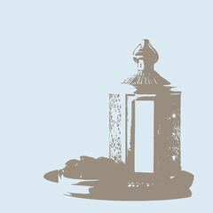 illustration of a lantern and a moon 
