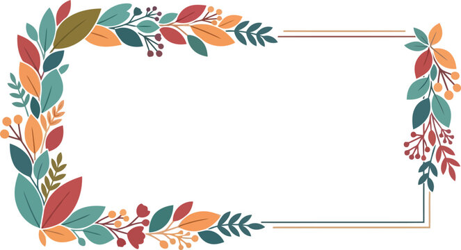 Autumn leaves border vector clipart with colorful foliage frame for invitations and seasonal design