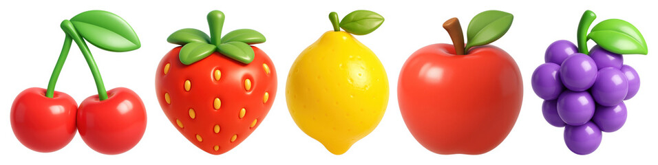 PNG Colorful fruit illustration collection, element set on transparent background