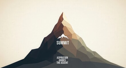 Stylized Mountain Summit with Motivational Text