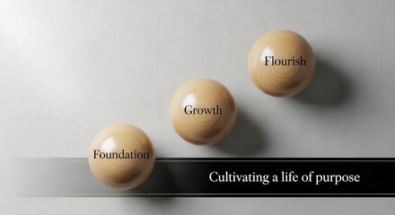 Wooden Spheres Representing Life Stages and Growth
