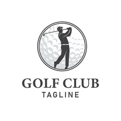 Golf Club Logo Player Silhouette Inside Large Golf Ball