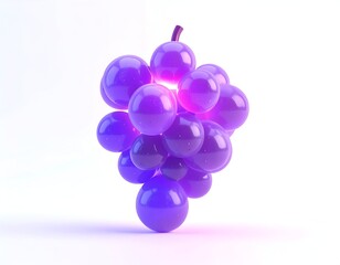 Fototapeta premium 3D Render of a Bunch of Purple Grapes on White.