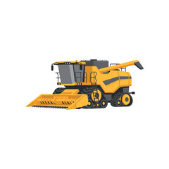 Fototapeta premium An illustration of a yellow combine harvester in action on a farm