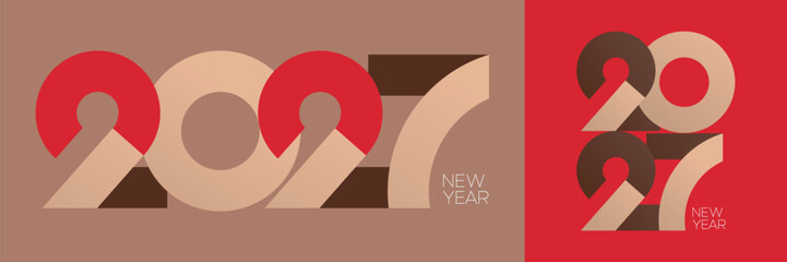 2027 New Year Modern Retro Typography Design with Warm Color Palette © Gkpartner